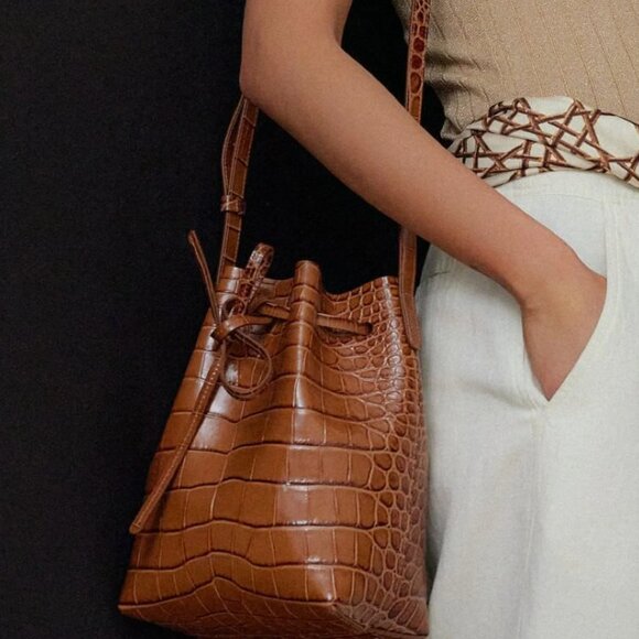 NWT - Mansur Gavriel Amaretti Croc Mini Bucket - Picture 6 of 7